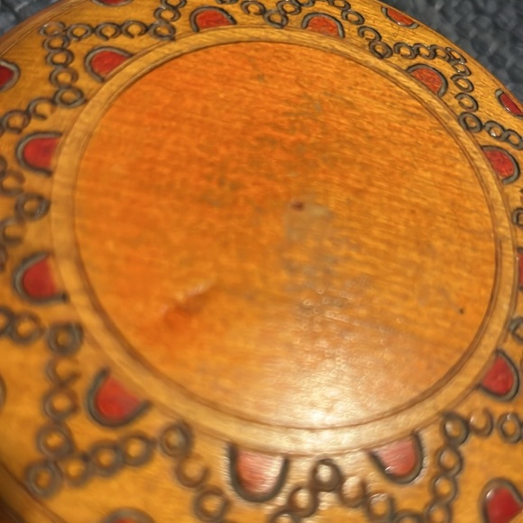 Antique Round Wooden Box - Picture 3 of 5